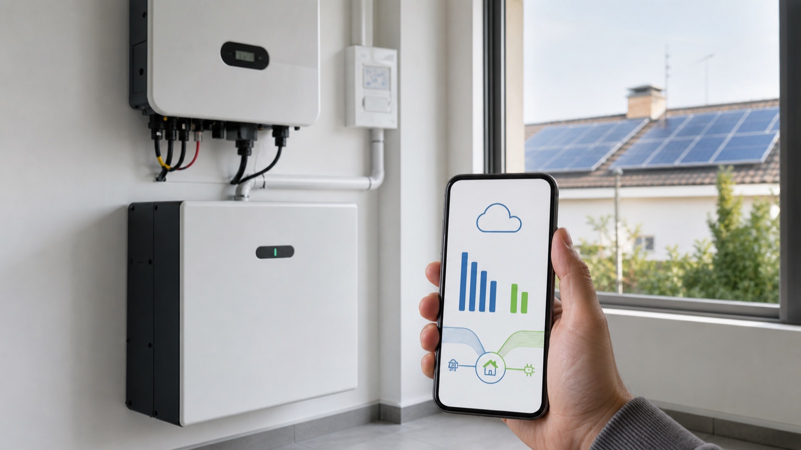 Batería física doméstica y aplicación de batería virtual para autoconsumo solar